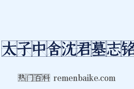 太子中舍沈君墓志铭是什么意思的图片